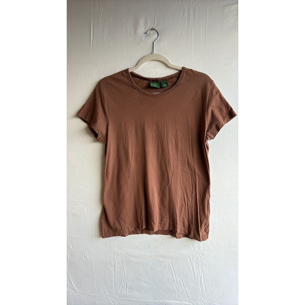 Vintage Mountain Lake Terracotta Brown Cotton T-Shirt